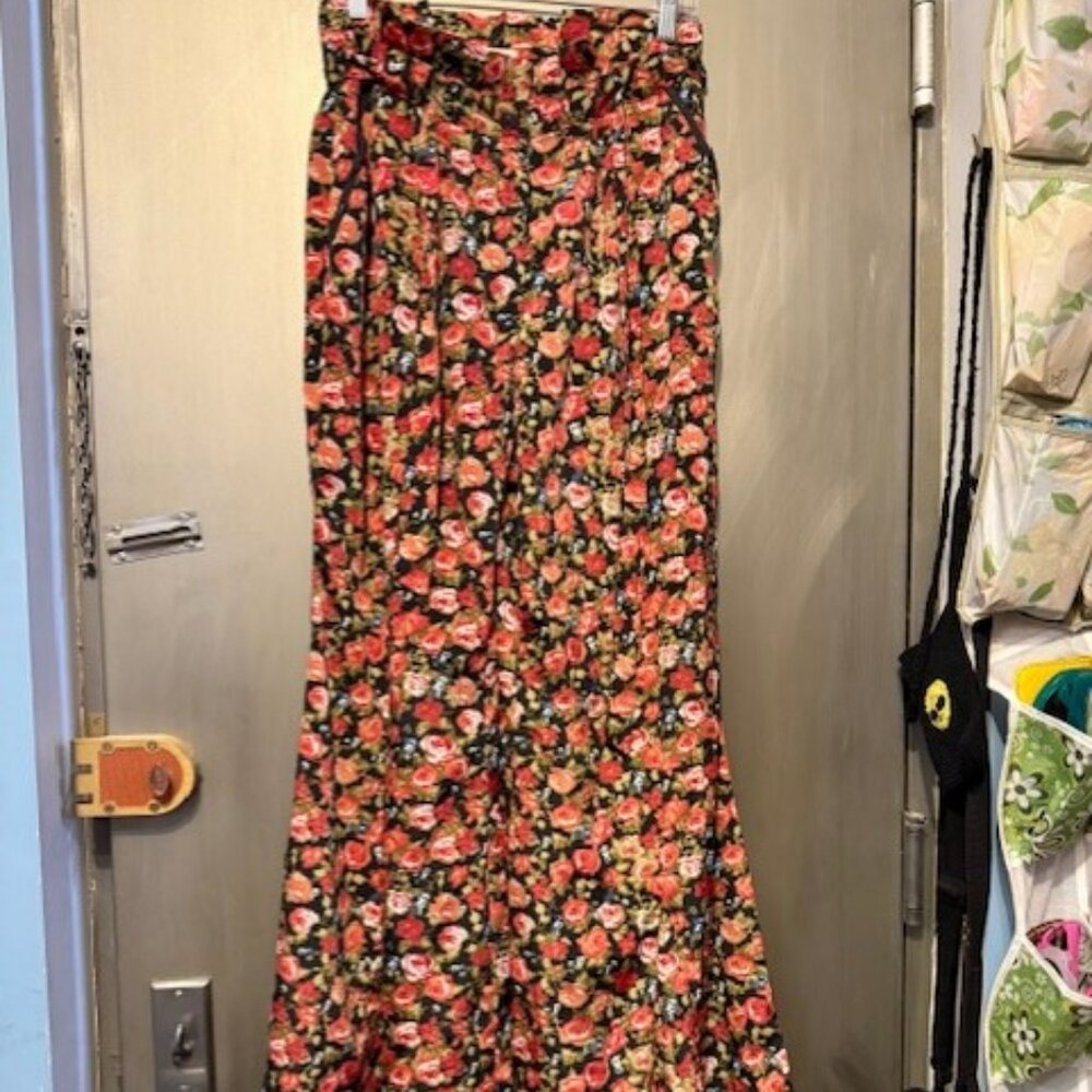 Vintage Boho Wide Leg Floral Bell Bottom Pants - Picture 3 of 16